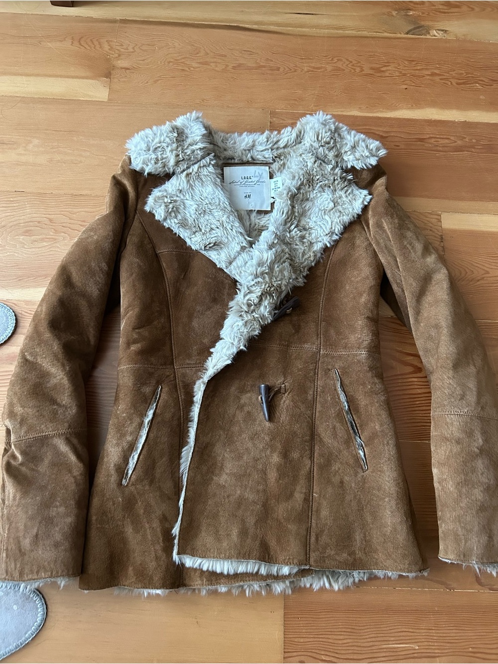 NEW Genuine Suede, Faux Shearling-Trim Toggle Jacket